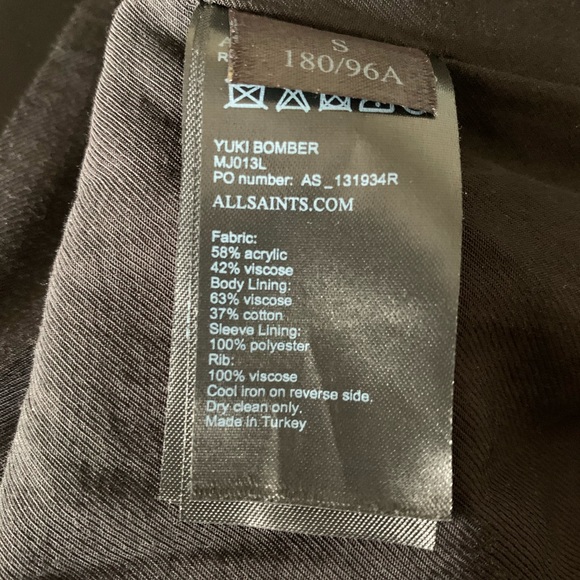 AllSaints Yuki Bomber Jacket -small - Picture 5 of 7
